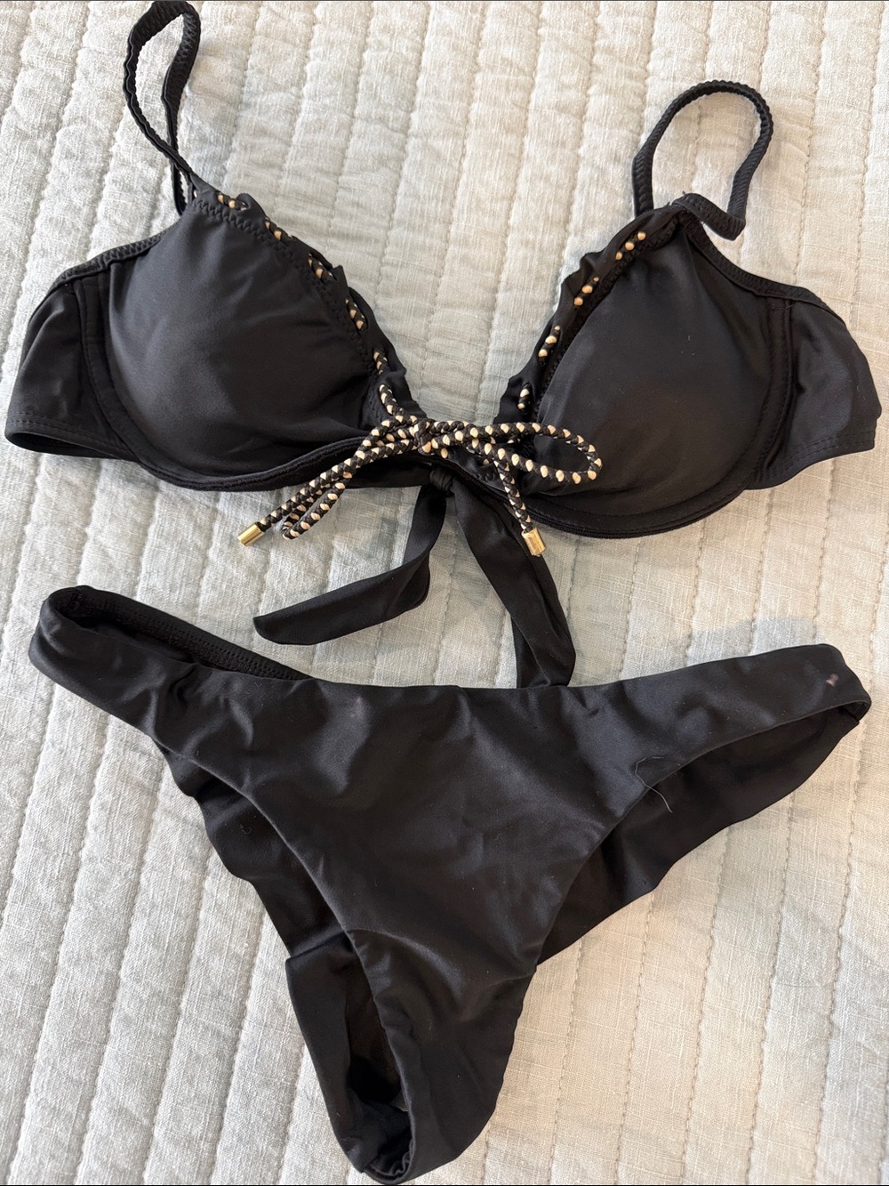VIX -Black Braided-Tie Bikini Set - Women’s Two-Piece Swimwear